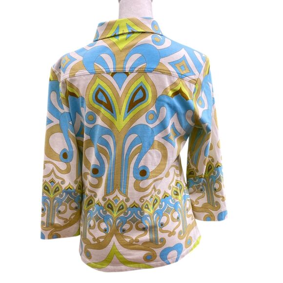 J McLaughlin Top 3/4 Sleeve Cotton Coastal Preppy Sizes Medium - Picture 2 of 12